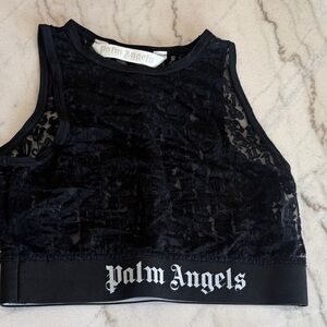 Palm Angels Black Sheer Lace Tank Top